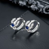 Trident Sparkle Hoops – Bold Elegance in Blue, Black & Crystal