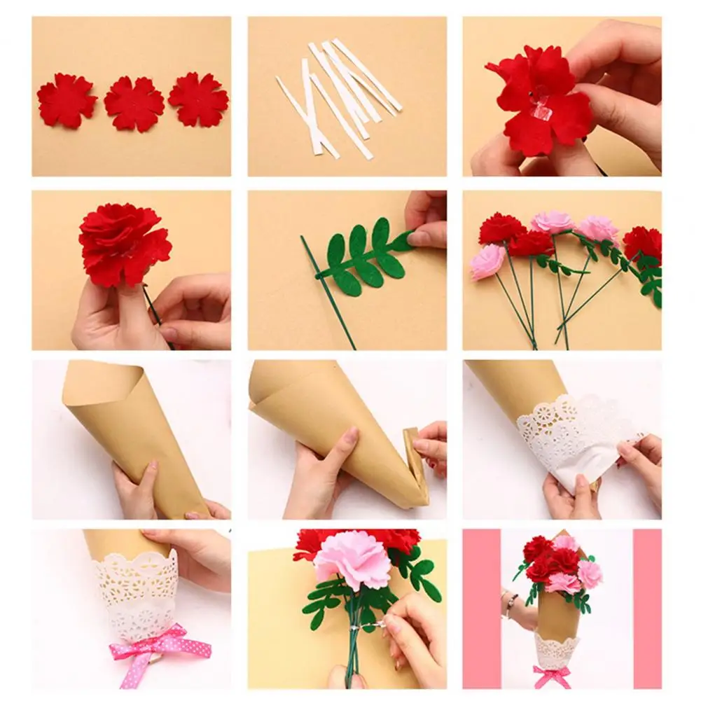 Non-woven Fabric Bouquet Eco-friendly Diy Flower Bouquet Kit for Kids Vibrant Colors Unique Texture Parent-child Toy Gift