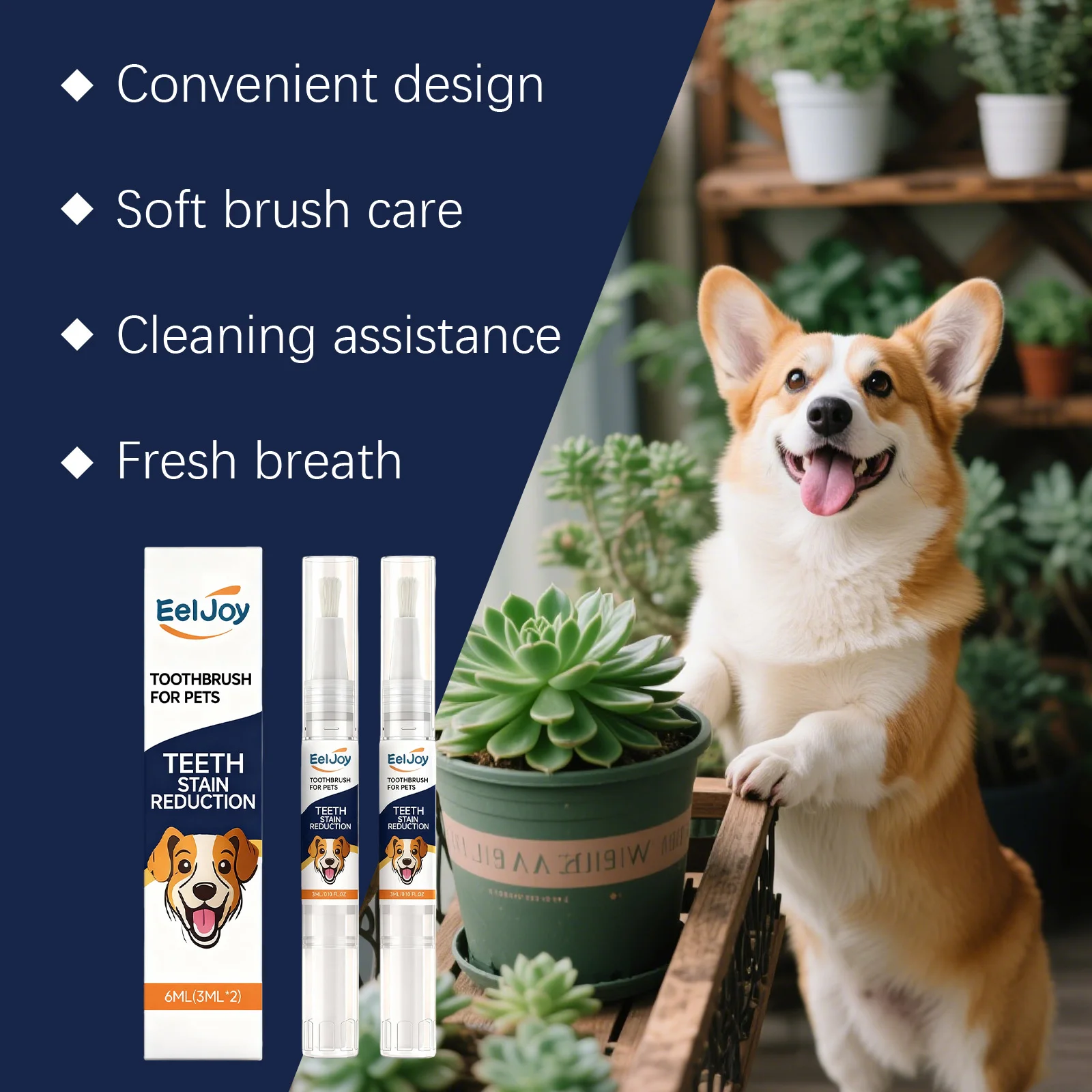 Pet Teeth Cleaning Pen Plant‑Based Mild Reduce Tartar Stain Fresh Breath Portable Oral Care for Dogs Cats Daily Dental Cleaner