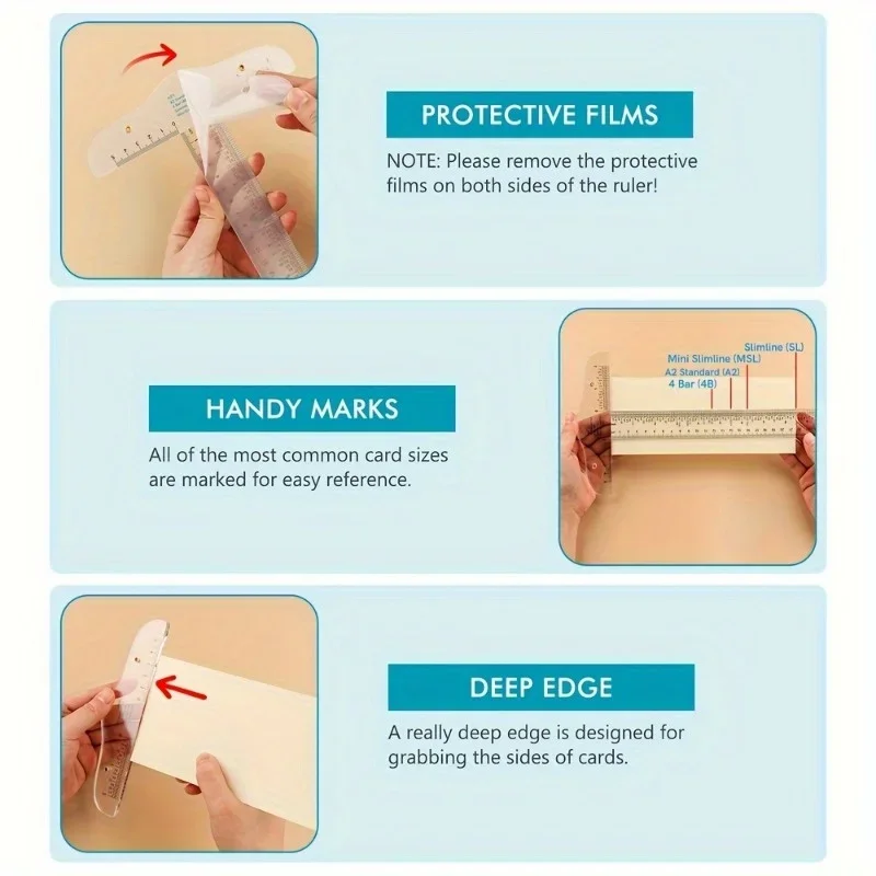 1 قطعة 6 مسطرة T-Square شفافة لسهولة المرجعية أثناء صياغة مسطرة T-Square للحصول على الأشياء مباشرة على البطاقات الورقية