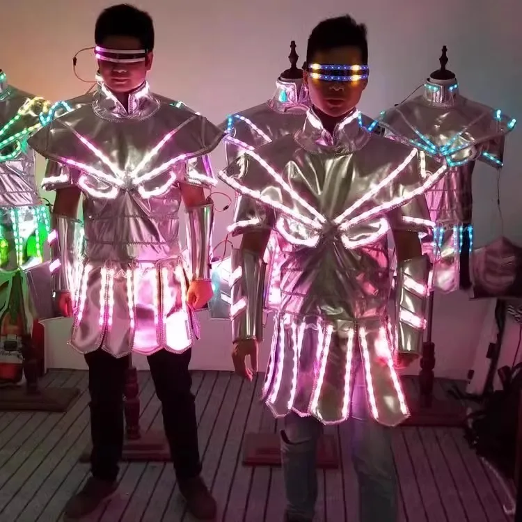 

Светодиодный костюм римского воина с подсветкой для выступлений, DJ, певцов, светящиеся очки, для ночных клубов, KTV, атмосферный наряд для молодежи