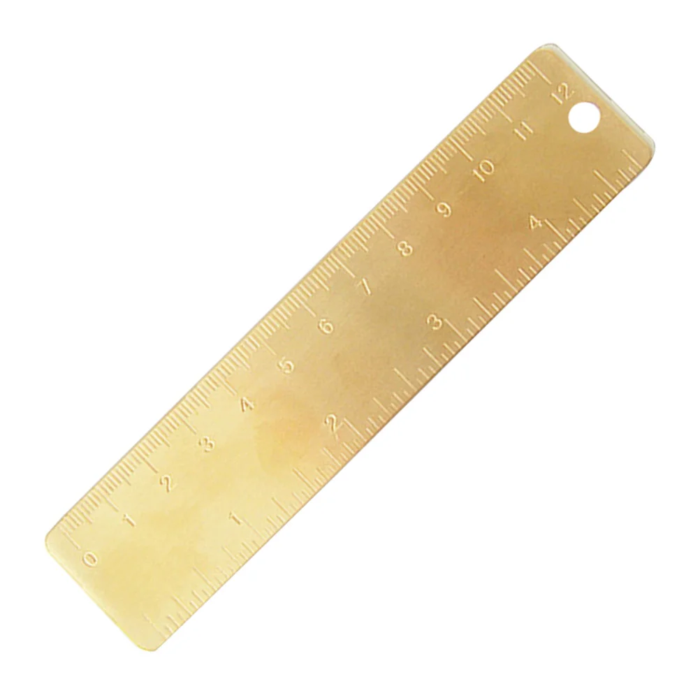 1PC Mini Retro Brass Ruler Engraved Handy Straight Scale Ruler with Round Hole mini ruler retro ruler