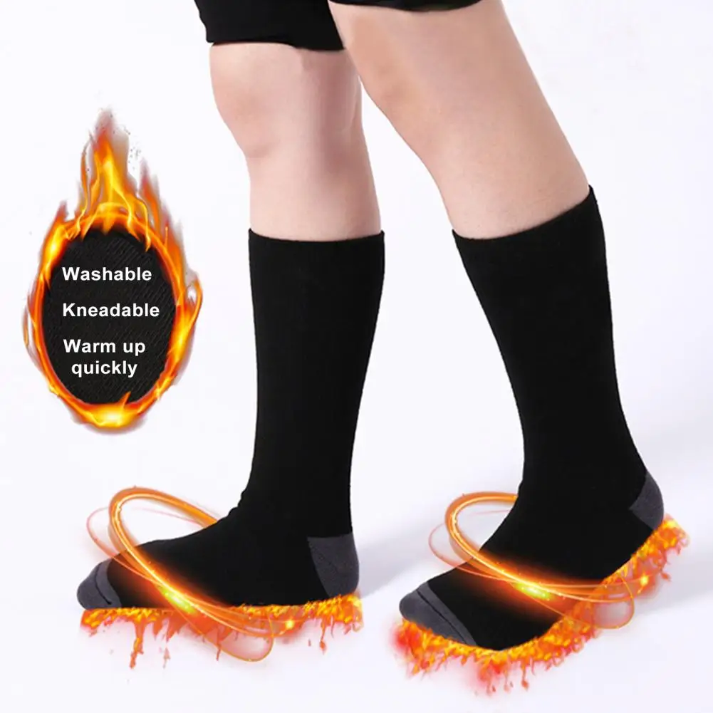 

1 Pair Heated Sock Adjustable Quick Heating USB Rechargeable Stretch Thickened Winter Electric Heating Stocking Leg Warmer