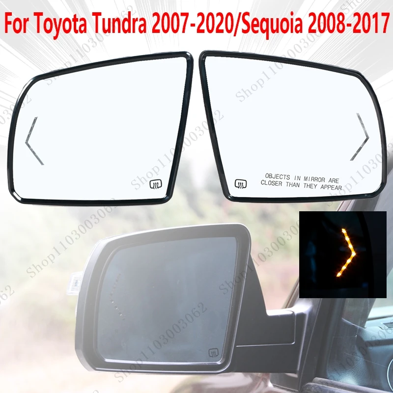 Accessori per lenti per specchietti retrovisori laterali per auto con riscaldamento per Toyota Tundra 2007-2020 per Toyota Sequoia 2008 2009-2010