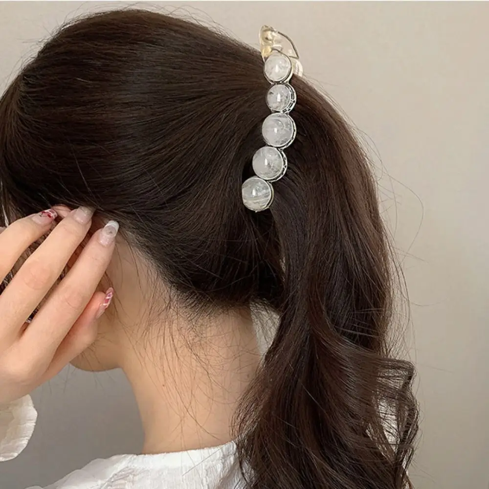 Vintage Round Ball Banana Clip Korean Style Hair Clip Vertical Clip Ponytail Holder Hairpin lady