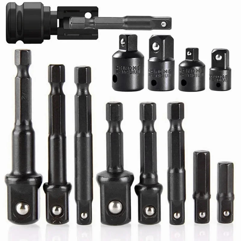 4 /8/12PCS Impact Socket Adapter And Reducer Set Extension Set Socket Drill Adapter Turns Power Drill Into High Speed Nut Driver