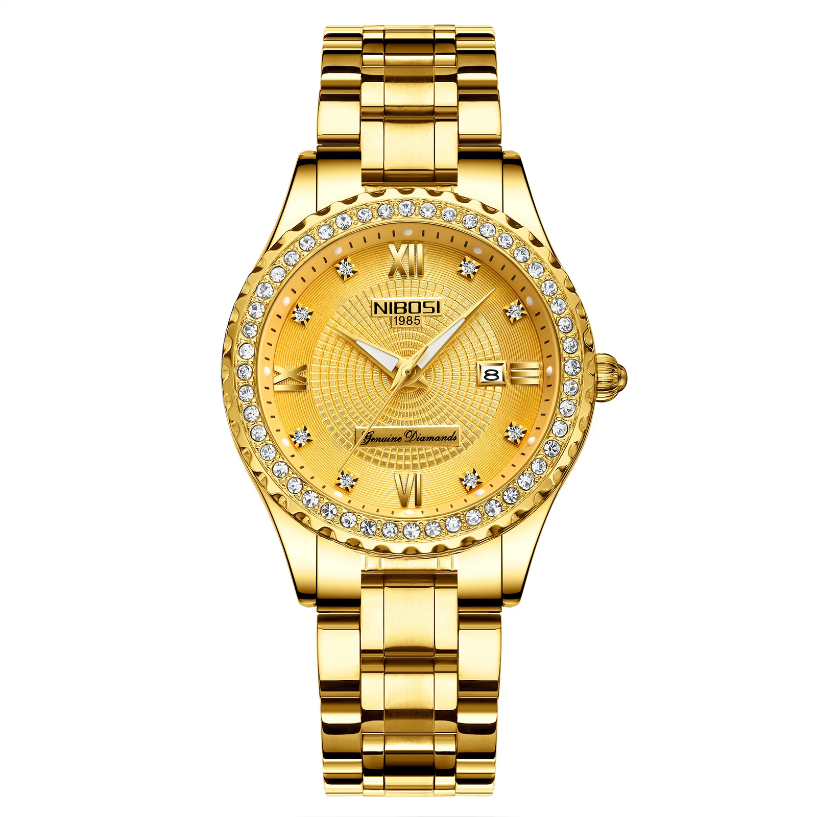 NIBOSI Luxury Watch For Woman High Quality Diamond Ladies Quartz Watch Waterproof Date Stainless Steel Women Watches Female