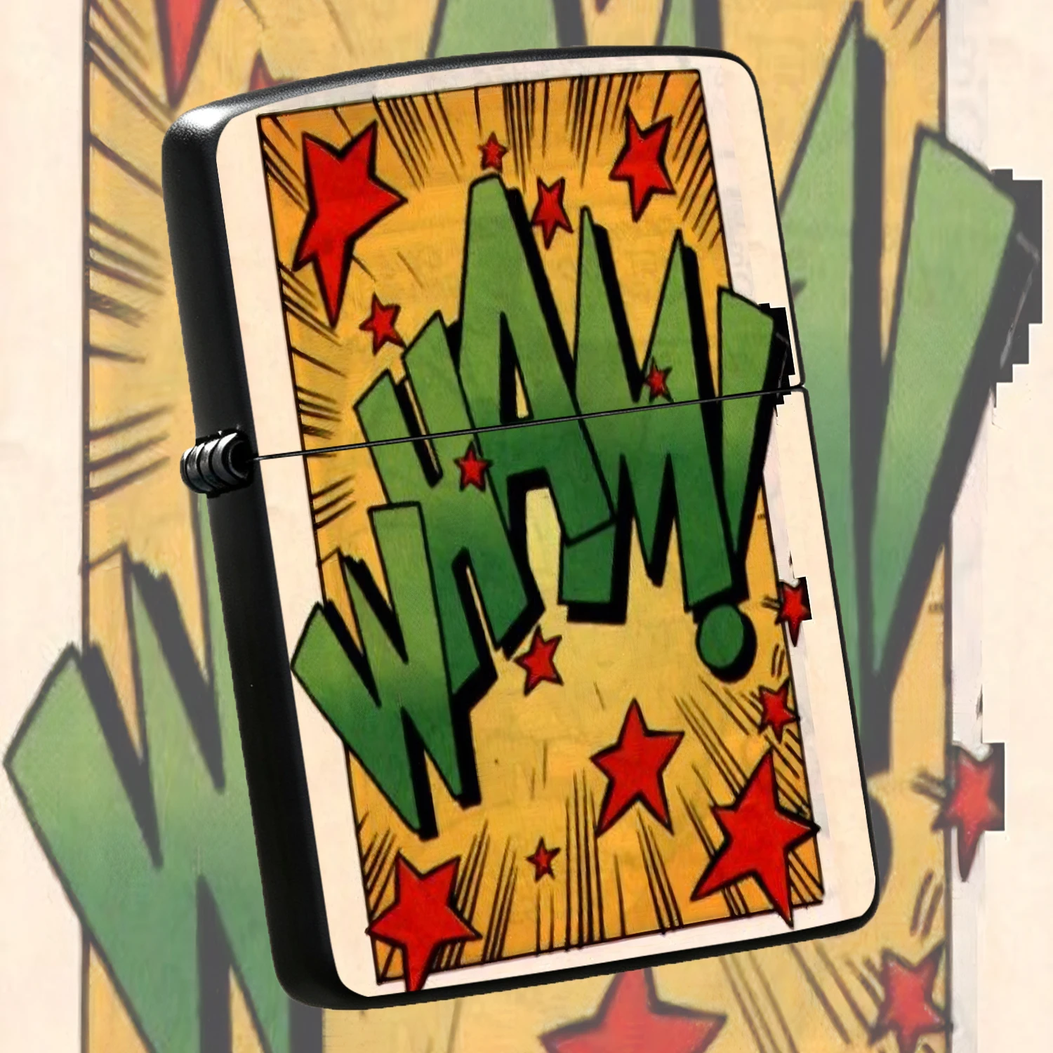 Vintage Comic Book Style Wham Themed Lighter Retro Eye-Catching Contrast Color Portable Igniter Creative Trendy Accessory For Daily Outdoor Multi-Scene Use Ideal Unique Exquisite Gift For Friends And Hobbyists Interesting And Humorous Light