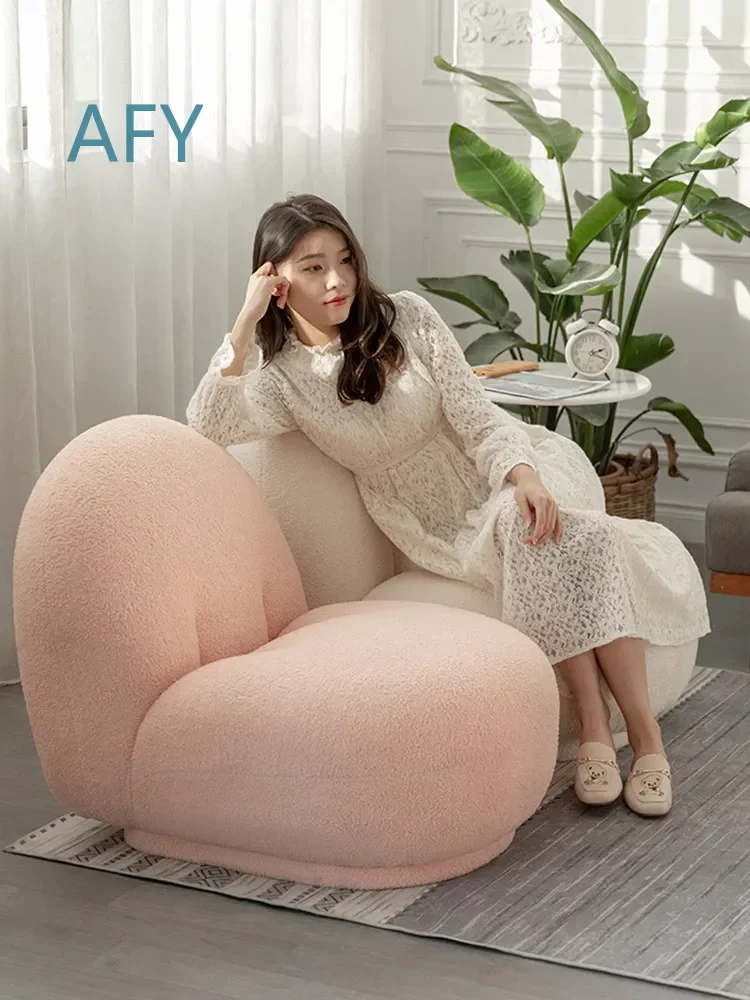 for Lamb Plush Single Sofa for Living Room Balcony Tatami Stool Relaxing Backrest Chair Creative Furniture Luxury Seating