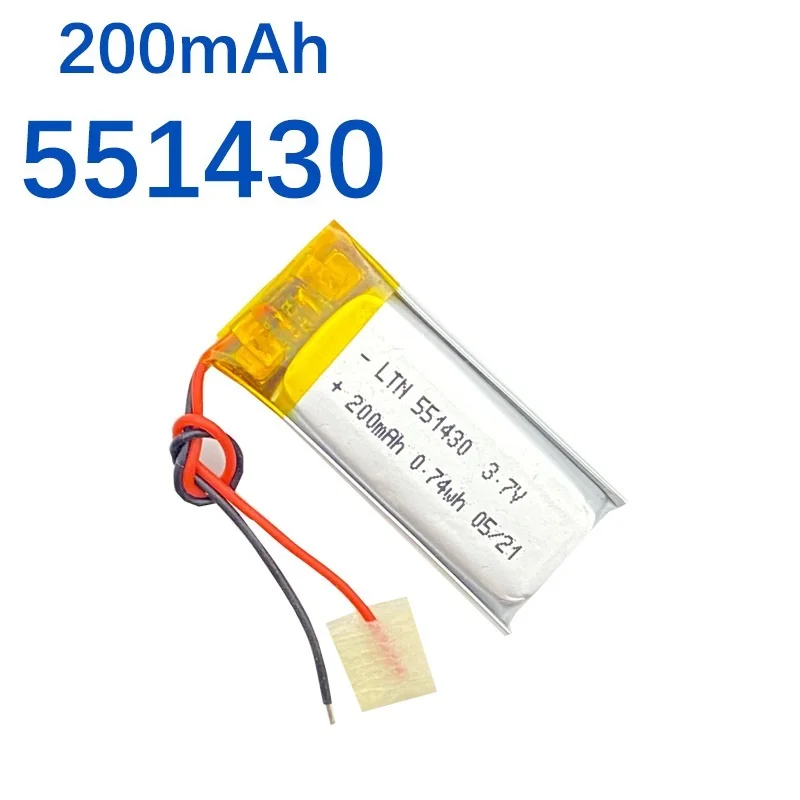 

551430 200 мАч 3,7 В литий-полимерные LiPo аккумуляторные ионные элементы для Mp3 Alligator C-500 DIY Bluetooth-головы пульт дистанционного управления