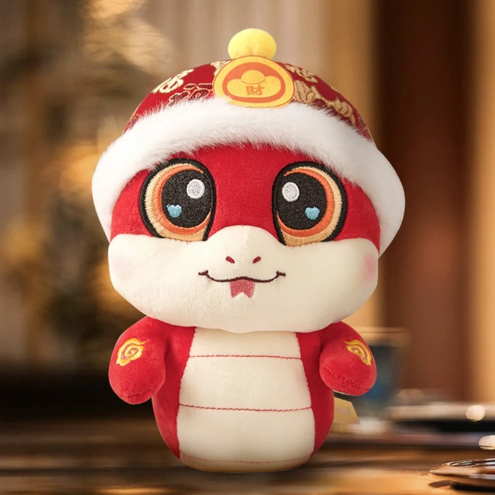 Fortune Cute Chinese Zodiac Snake Doll Plush Stuffed Snake Year Mascot Toy Soft Polyester Lucky Snake Doll Birthday Gifts