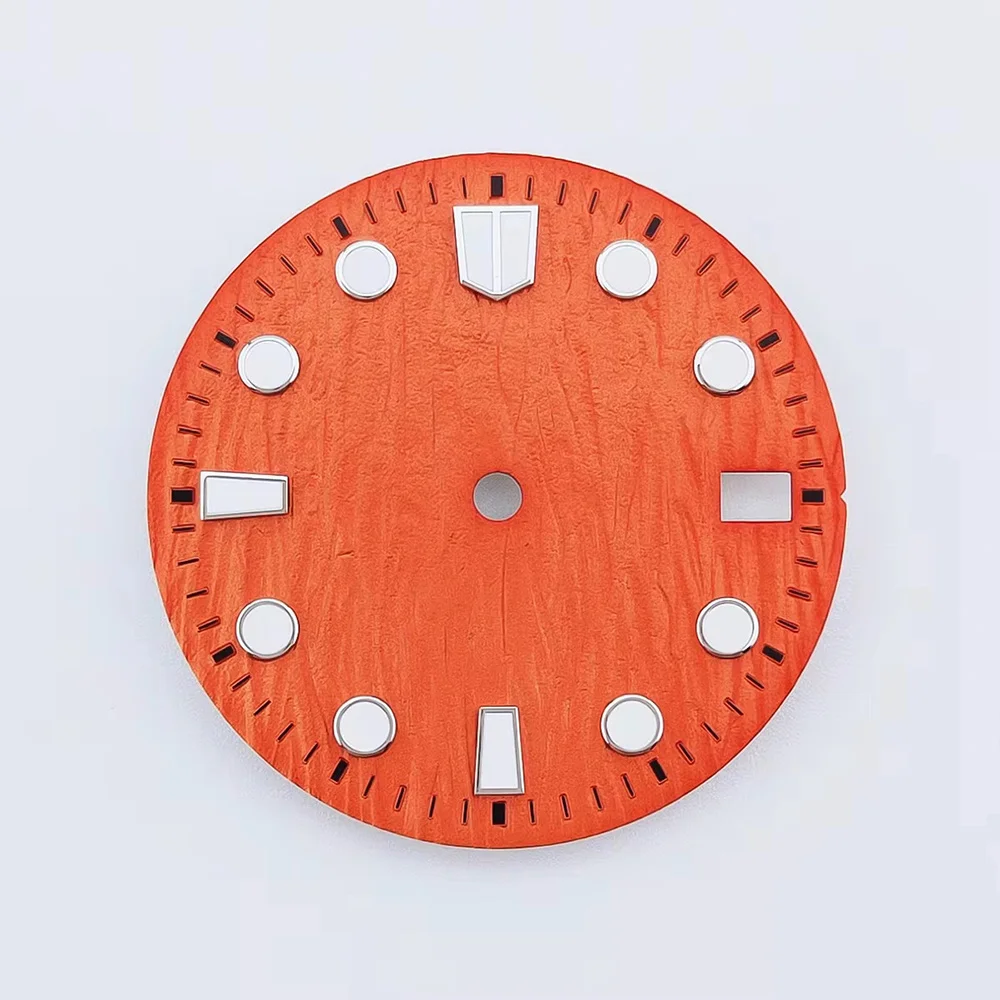 Esfera de reloj NH35 luminosa verde personalizada, 28,5mm, compatible con movimiento NH35 NH36, esferas de reloj de 28,5mm