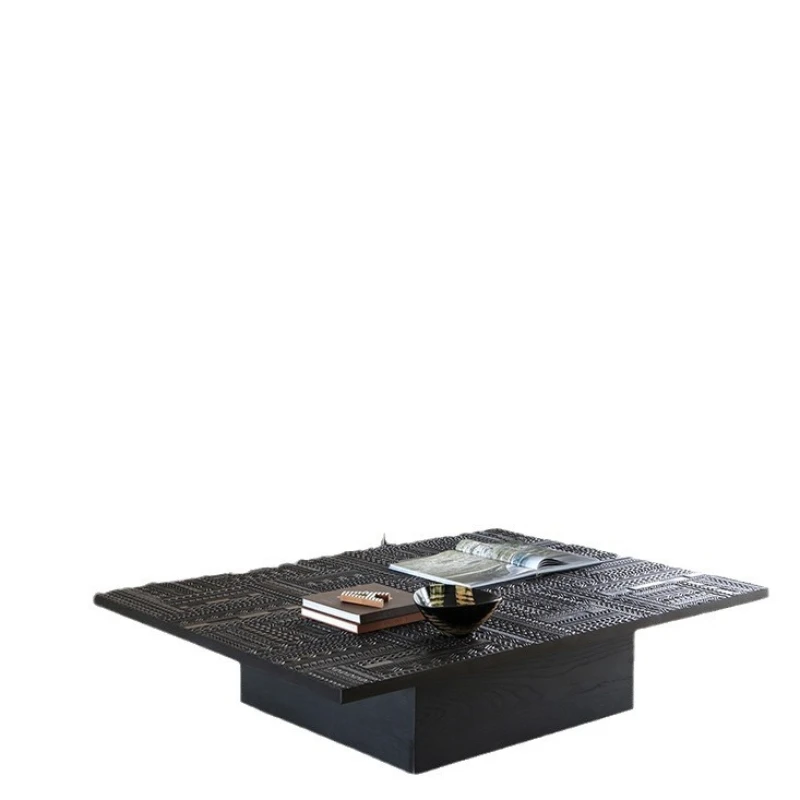

French retro coffee table, solid wood table, living room coffee table, storage engraved design medium antique coffee table