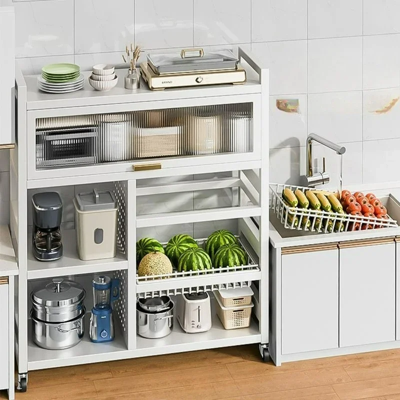 Multi-functional Vegetable Baskets Kitchen Shelves Househol/d Mobile Landing Storage Rack Microwave Oven Storage