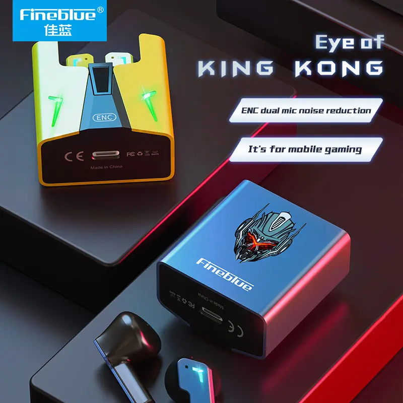 

Fineblue TWS Bluetooth наушники, наушники, светодиодный, бас, низкая задержка, TWS с микрофоном, игровая беспроводная гарнитура, KINGKONG, игровые наушники, F920