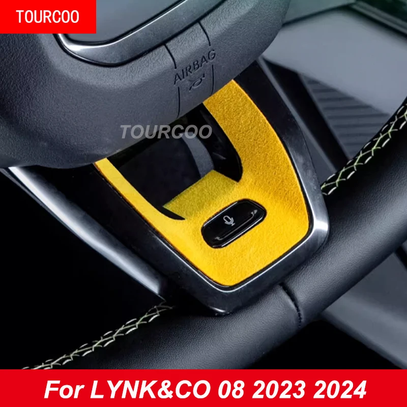 

For LYNK&CO 08 2023 2024 Decorative Stickers Under The Steering Wheel Suede Alcantara Accessories