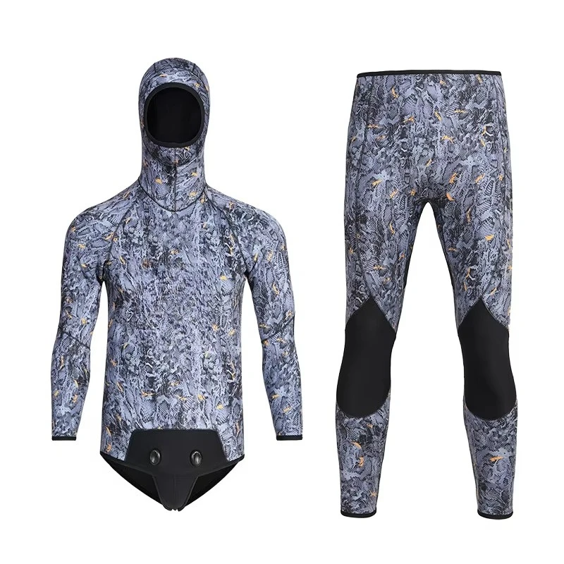 Multicolor Hooded Split Chest Cushioned Elbow Knee Enhanced Harpoon Wetsuit