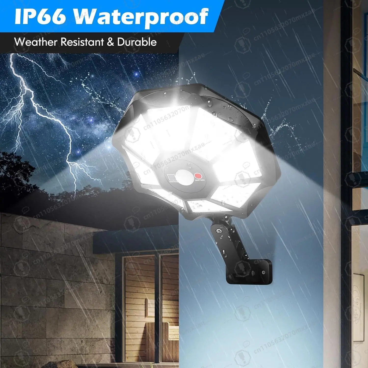 قطعتان من مصابيح الطاقة الشمسية الخارجية المقاومة للماء، 168 مستشعر حركة LED مع جهاز تحكم عن بعد لمنطقة حمام السباحة والممر