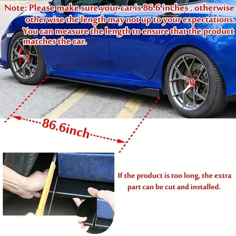 Universal Car Side Skirt Lip Side Spoiler Winglet 8Pcs 2.2M Exterior Sport Modification Accessories