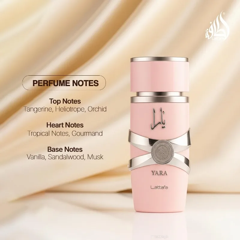 Lattafa Yara Conjunto de 2 peças Eau de Parfum Femmen Spray 100ml Perfumes árabes originais Duráveis Feromônios florais Perfume Maquiagem 3,4 Oz