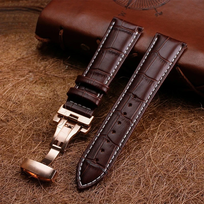 لساعات تيسو، سيكو، هواوي، سيتيزن، حزام ساعة 16 18 20 21 22 مم 23 مم من الجلد الأصلي، مشبك فراشة، سوار جلد بقري #6
