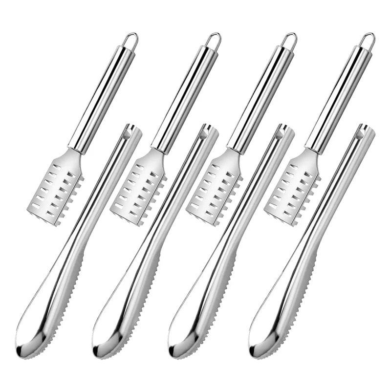 8 Pieces Fish Scaler Remover Tool Fish Scaler Brush With Stainless Steel Sawtooth Fish Skin Remover,Cleaning Scraper