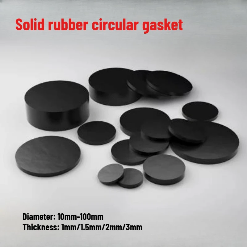 10-100pcs Diameter 10mm~100mm Solid Round Rubber Sheet Seal Gaskets Pad Diameter Thickness 1mm/1.5mm/2mm/3mm