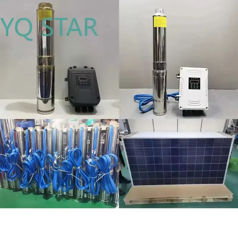 High Quality Solar Submersible Water Pump System for 3 Inch 4 Inch Wells Various Horsepower Stainless Steel AC220V 380V High