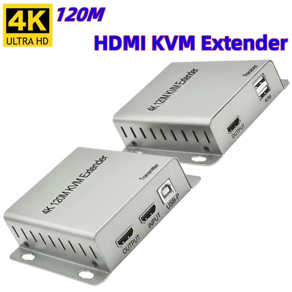 4K 120M HDMI USB KVM Extender Via Cat5e/6 Rj45 Cable Transmit HDMI Audio video USB signal to RJ45 Support Mouse Keyboard