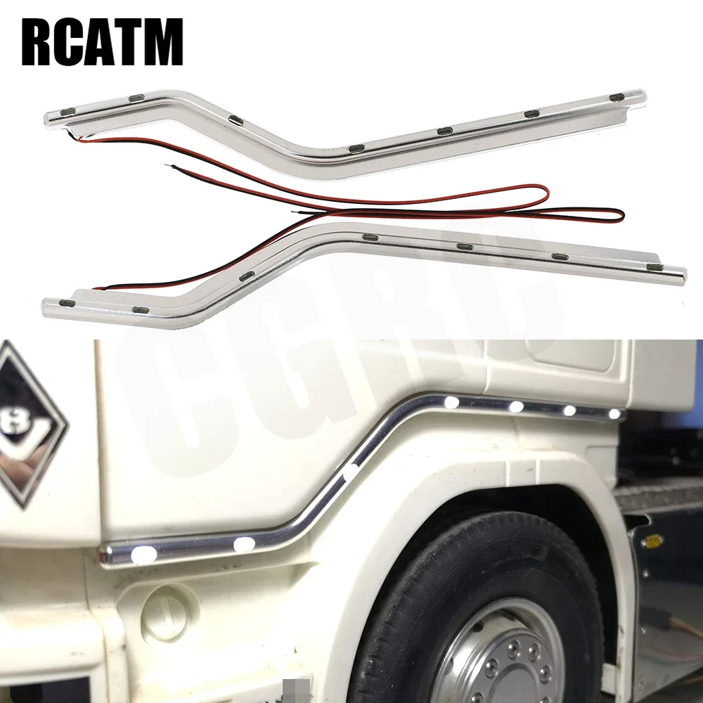 1 Pair RC Model CNC Aluminum Alloy Door Side LED Light For 1/14 Tamiya RC Truck Scania R620 56323 R730 R470