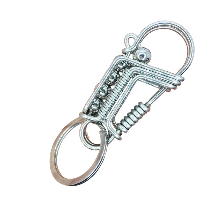 Hand‑Crafted Woven Stainless Steel Keychain, Pure Handmade Fashion Key Ring, Practical Accessory for Daily Use
