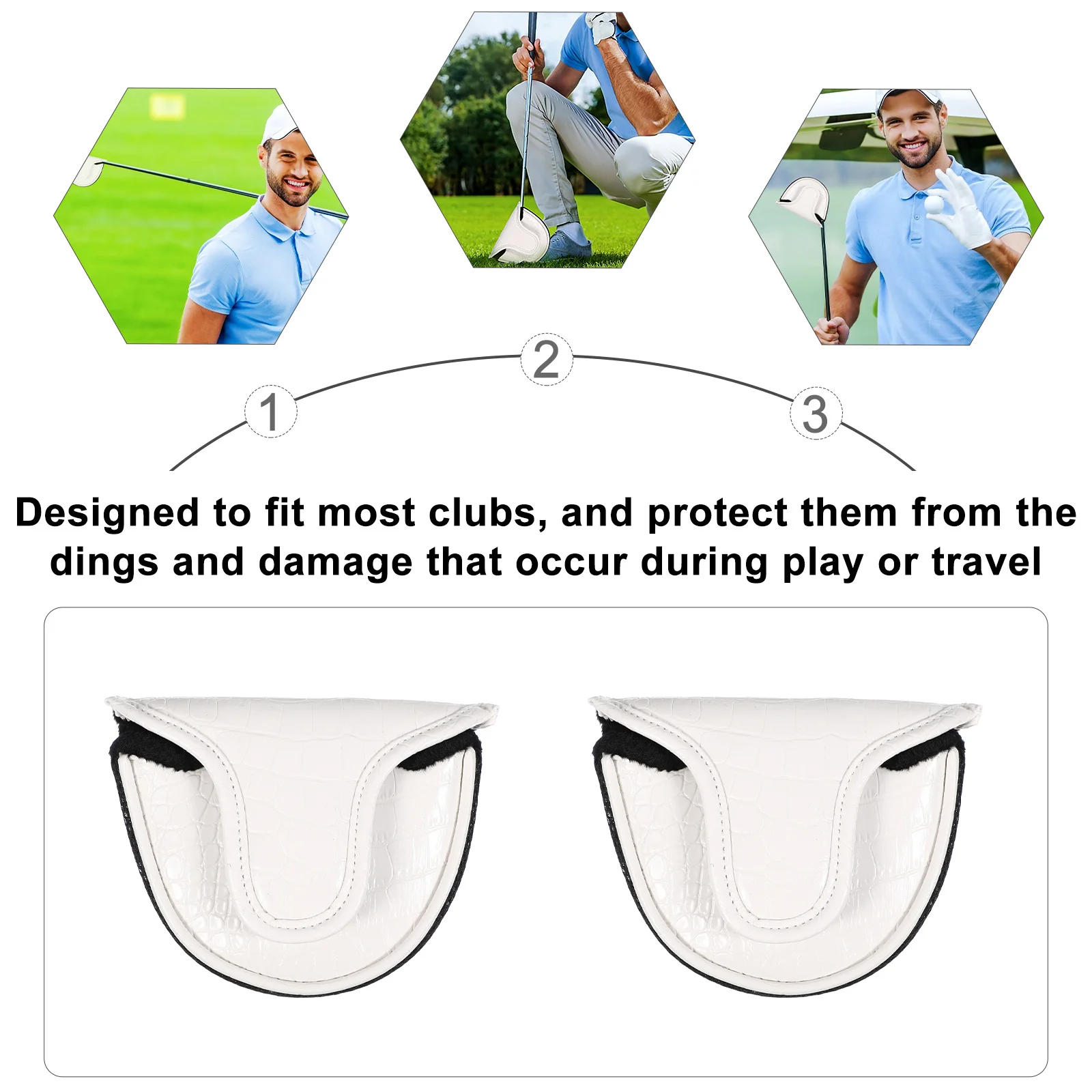 

Golf Putter Head Cover Mallet Shape Universal Fit Durable Pu Protection Semi-Circular Club Sleeve For Storage Travel