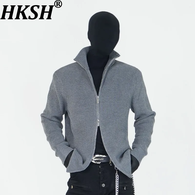 

HKSH Весенне-осенняя новинка: мужская куртка с двусторонней молнией и воротником-стойкой, вязаный свитер, универсальный кардиган для женщин HK19426
