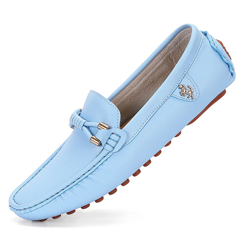 2024 White Loafers Men Handmade Leather Shoes Black Casual Driving Flats Slip-On Moccasins Boat Shoes Plus Size