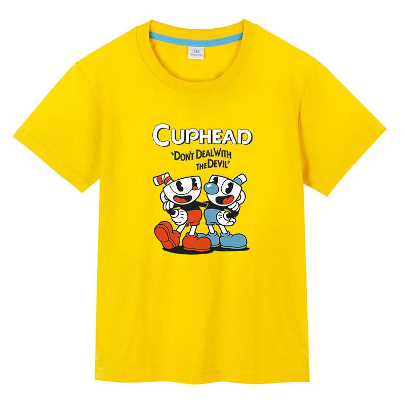 

100% Cotton Cuphead Mugman Kids T-Shirt Summer Fashion boy girl T-shirt clothes Casual Short Sleeve children t shirts Tops