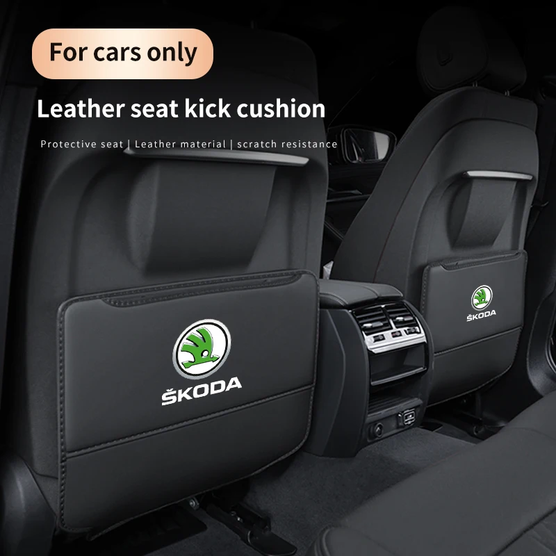 

For Skoda VRS Kodiaq Karoq Kamiq Octavia A5 Scala Superb Yeti Fabia Car Seat Back Protection Anti-Kick Pad Rear Seat Storage Bag