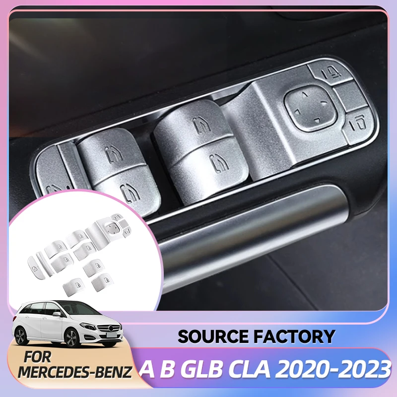 

Внутренние наклейки из алюминиевого сплава для Mercedes Benz A B GLB CLA GLA Class W177 W247 X247 C118 2020-2023 Подъемник оконного стекла автомобиля, но