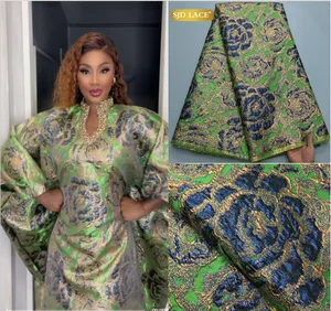SJDレースピンクブロケードレースファブリック2025最新のアフリカンジャクアードギルディングレースナイジェリアのダマスクレース素材女性ドレス4146 12ベストセールスSJDレース-3