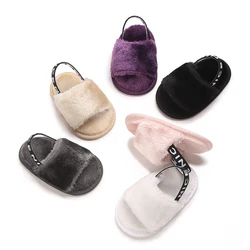 HAIZHIW NEW Winter Baby Slippers Fluffy Baby Boy Girl Sandals Cute Plush Soft Non-slip Sole Toddler First Toddler Baby Shoes