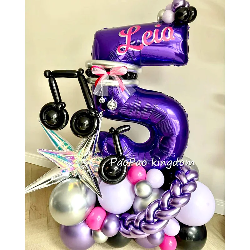 1 Set Musik-Mädchen Kinder Geburtstagsparty Dekoration Ballons Zahlen 0-9 Ballon-Set Baby-Shower Party Zubehör Geschenk Spielzeug