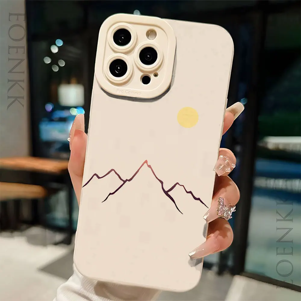 Sketch Mountains Rivers Design Phone Case For iPhone11 12 13 14 15 Pro Max 7 8 14 15 Plus 12 13 Mini X XR XS Max Anti-fall Cover