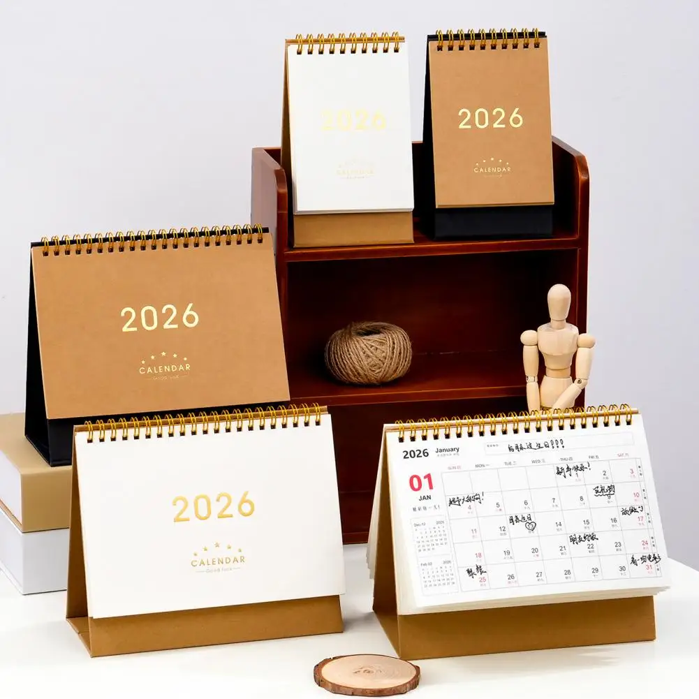 ورقة سميكة التقويم 2026 أجندة مكتبية /رزنامة مكتبية 2026 ريترو ستايل أجندة مكتبية /رزنامة مكتبية مجموعة مكتب صغيرة للمنزل مكتب مدرسة إدارة الوقت #2