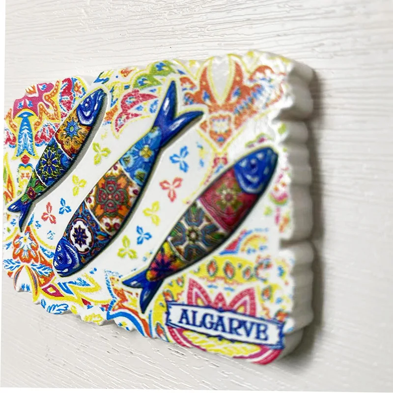 Algarve, Portugal Painted relief fish travel souvenirs Home decor 3D refrigerator magnets Collection Arts and crafts gifts