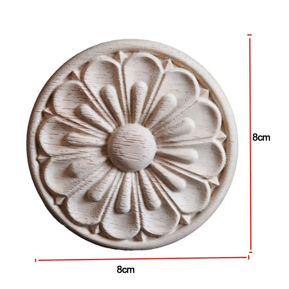 5pcs Wood Carved Round Applique Onlay For Cabinets Doors Mirrors Beds Wardrobes Ceilings Coffee Tables And Fireplace Mantels