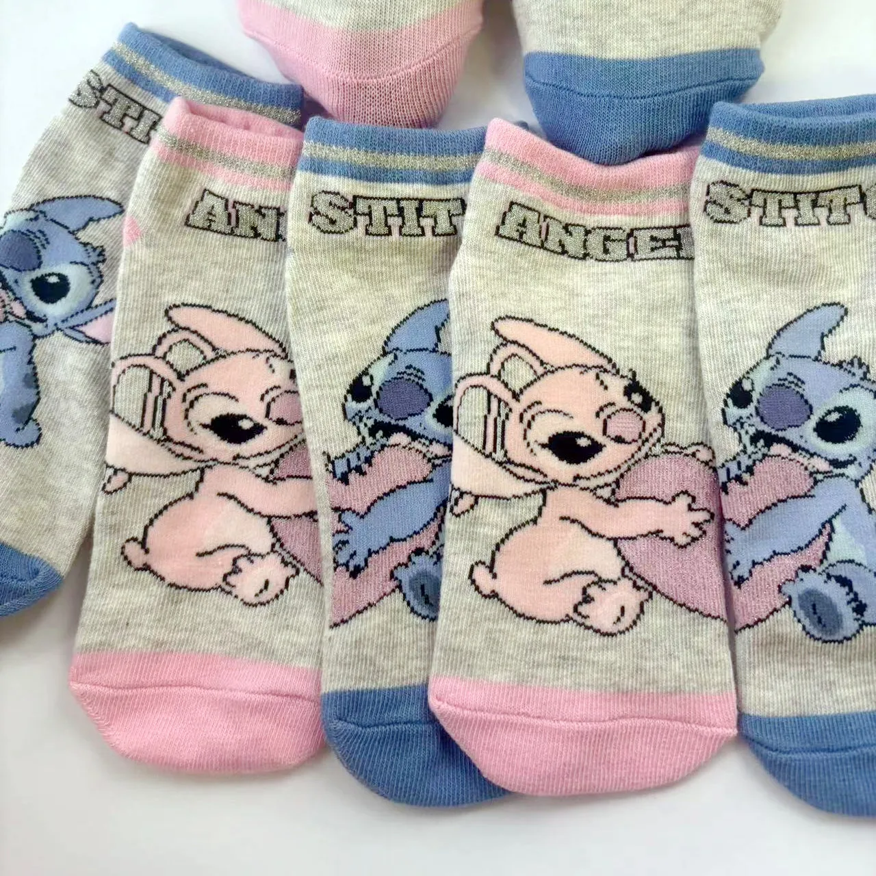 Disney Anime Stitch-calcetines tobilleros de algodón para niños y niñas, medias cortas Kawaii, regalos de Navidad, 5 pares