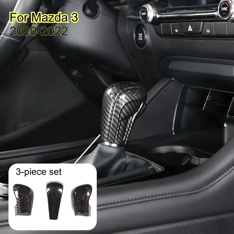 

For Mazda 3 2020-2022 Interior Car Accessories ABS Carbon Fiber Car Shift Head Cover Decorative Protection Cover Trim Sticker