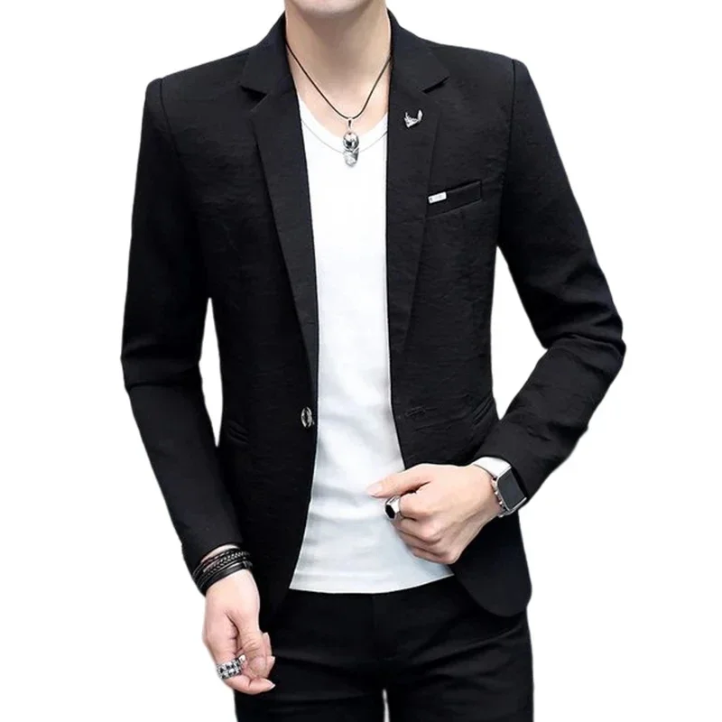 High Quality Blazer Men's British Style Elegant High Simple Fashion Shopping Party Business Casual Gentleman Slim Fit Jacket