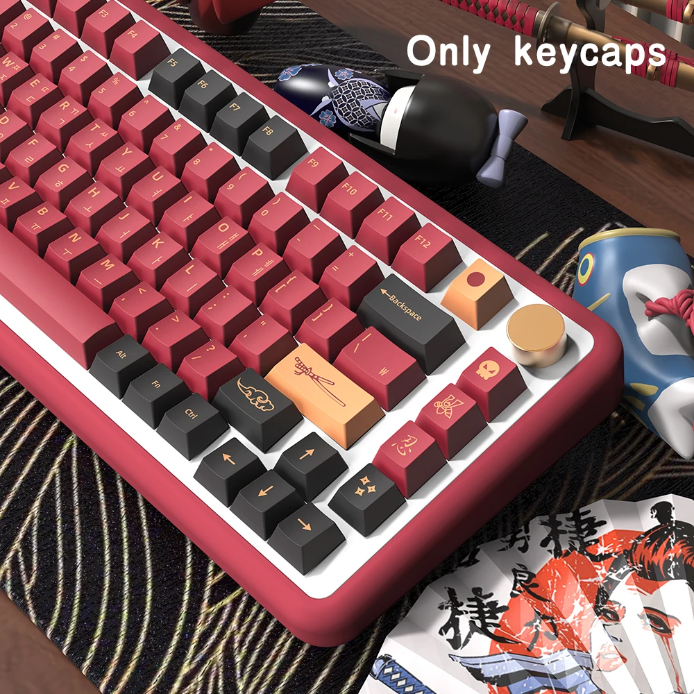 Imagem -04 - Teclado Mecânico Personalizado Vermelho Samurai Keycaps Iso Layout Cereja Perfil Japonês Coreano Alemão Espanhol Francês