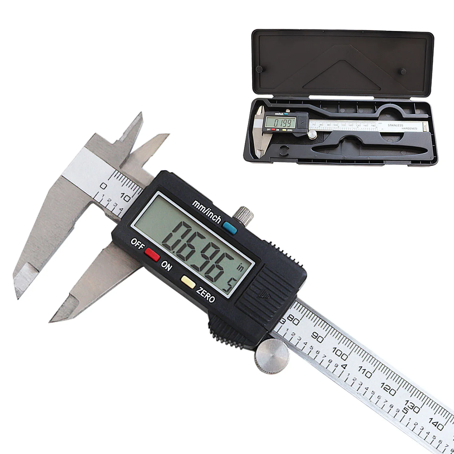 

Extra-Large 150mm/0-6 Inch LCD Screen Electronic Digital Vernier Caliper Stainless Steel Measuring Tool Jewelry Tools Equipment