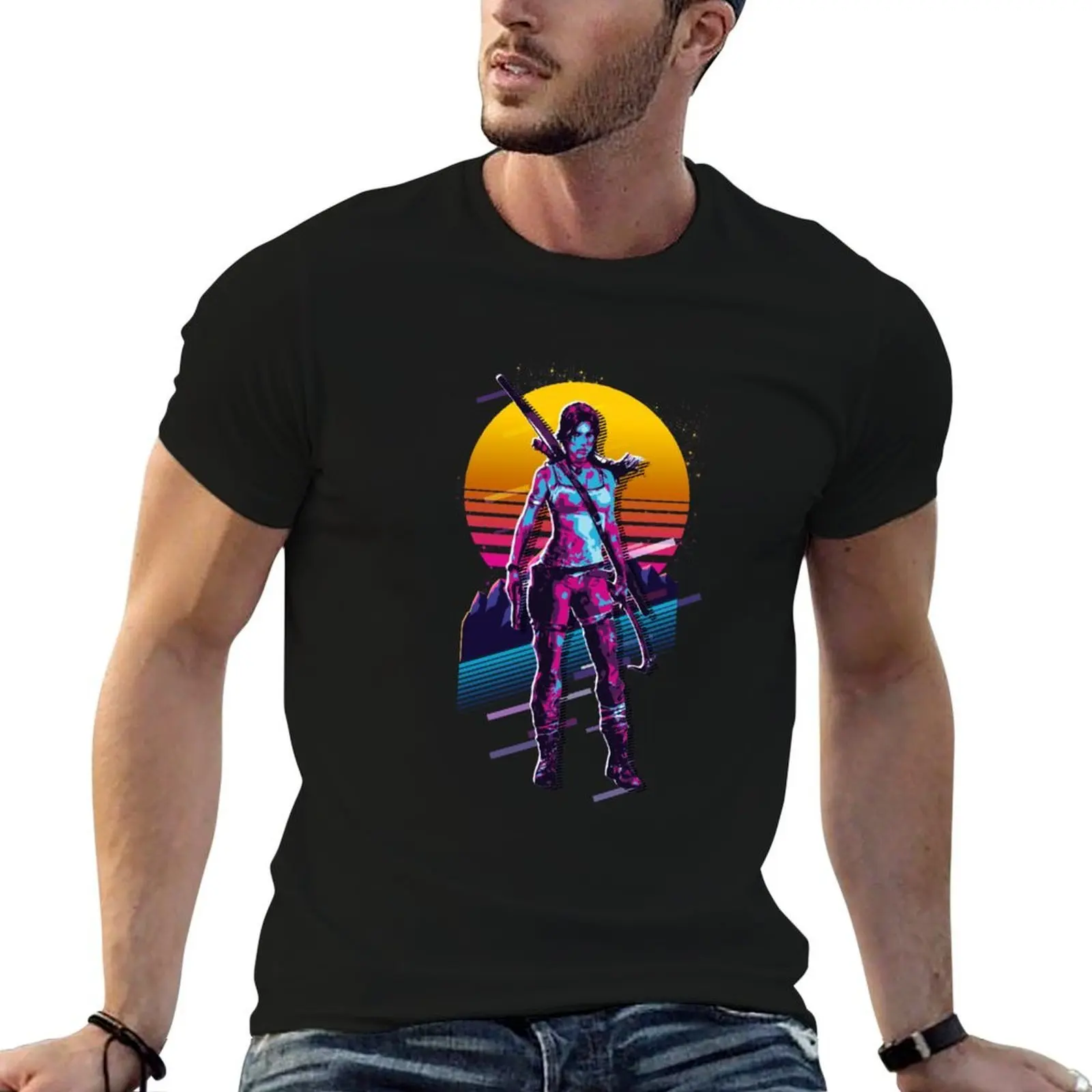 Tomb Raider - Lara Croft *80s Retro* T-Shirt rapper graphic tees vintage graphic tee men t shirts high quality